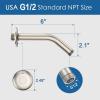 imageHOPOPRO 6 Inches Shower Arm with Flange  Wall Mount Replacement Angle Shower Head Arm For Fixed Handheld Showerhead  Including Teflon Tape  NBC News Recommended Brand  Stainless Steel  ChromeBrushed Nickel