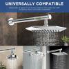imageHOPOPRO All Metal Rain Shower Arm 16 Inch Round Chrome Shower Pipe Arm with Flange Filtered Shower Head Arm Universal Connection 12 NPT Perfect for Tall People and Rain Shower Head