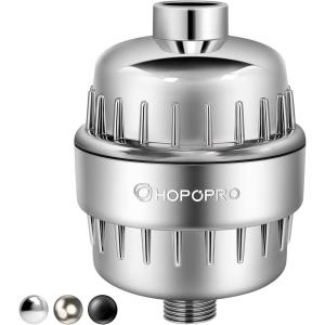 imageHOPOPRO NBC News Recommended Brand 18Stage Shower Filter  Universal Shower Head Filter for Hard Water Removes Chlorine Fluoride Heavy MetalsChrome