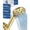 image6Mode High Pressure Handheld Shower Head with Filter HOPOPRO High Flow Filtered Handheld Showerhead Water Softener Filters for Hard Water  Removes Chlorine  Improves Skin Hair ConditionGold