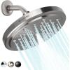 imageHOPOPRO High Flow Shower Head  High Pressure Rain  7 Inch Rainfall Spray Showerhead  Toolfree 1Min Installation  Adjustable Bathroom Shower Head Replacement with Luxury Look  Brushed NickelBrushed Nickel