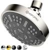 imageHOPOPRO Upgraded 9 Settings High Pressure Shower Head NBC News Recommended Brand Fixed Showerhead Adjustable Bathroom Showerhead Multifunctional Rainfall Showerhead for Low Water Flow ChromeBrushed Nickel