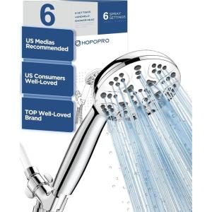 image6Mode High Pressure Handheld Shower Head with Filter HOPOPRO High Flow Filtered Handheld Showerhead Water Softener Filters for Hard Water  Removes Chlorine  Improves Skin Hair ConditionChrome