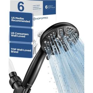 image6Mode High Pressure Handheld Shower Head with Filter HOPOPRO High Flow Filtered Handheld Showerhead Water Softener Filters for Hard Water  Removes Chlorine  Improves Skin Hair ConditionMatte Black