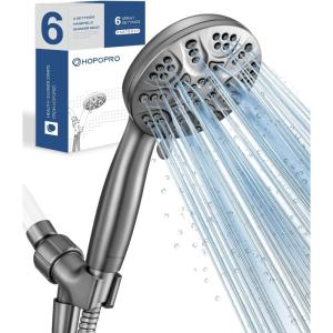 image6Mode High Pressure Handheld Shower Head with Filter HOPOPRO High Flow Filtered Handheld Showerhead Water Softener Filters for Hard Water  Removes Chlorine  Improves Skin Hair ConditionGray