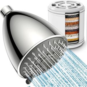 imageHOPOPRO 2In1 Filtered Shower Head 5mode High Pressure Shower Head and Preinstalled 18stage Filter Cartridge for Hard Water MultiStage Water Softener Showerhead