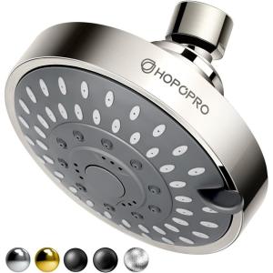 imageHOPOPRO 5Mode High Pressure Shower Head  The Washington Post NBC News Today TV Show Recommended  High Flow Fixed Showerheads 6 Inch Brushed NickelBrushed Nickel