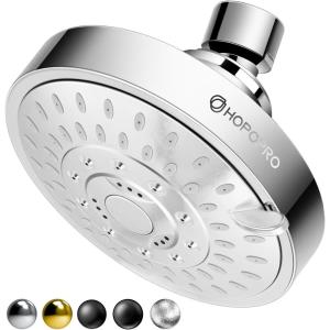 imageHOPOPRO 5Mode High Pressure Shower Head  The Washington Post NBC News Today TV Show Recommended  High Flow Fixed Showerheads 6 Inch Brushed NickelSilver
