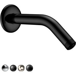 imageHOPOPRO 6 Inches Shower Arm with Flange  Wall Mount Replacement Angle Shower Head Arm For Fixed Handheld Showerhead  Including Teflon Tape  NBC News Recommended Brand  Stainless Steel  ChromeMatte Black