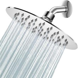imageHOPOPRO 8 Inch Rain Showerhead High Pressure Fixed Shower Head Metal High Flow Rainfall Shower Head 304 Stainless Steel Toolfree Installation for Luxury Shower Experience