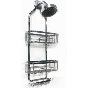 imageHOPOPRO Hanging Shower Organizer Over Head Shower Caddy Bathroom Shower Storage Rack Basket with Hooks for Sponge or Towels No Drilling ampamp Rustproof Chrome
