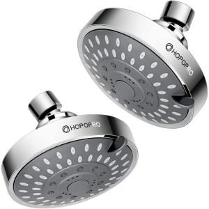 imageHOPOPRO High Pressure ShowerNBC News Recommended Luxury Modern Chrome Look 5 Modes Head 41 Inch2 PCS High Flow Fixed Showerheads  Bathroom Shower Head Replacement Toolfree Installation