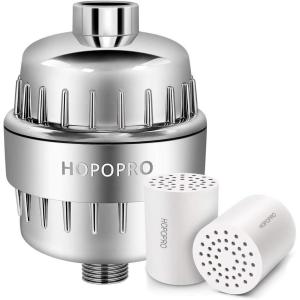 imageHOPOPRO NBC News Recommended Brand 18 Stages Shower Filter Set High Output Universal Shower Head Filter Combo Water Softener Remove Chlorine Fluoride Heavy Metals Sediments Impurities