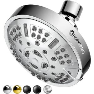 imageHOPOPRO Upgraded 9 Settings High Pressure Shower Head NBC News Recommended Brand Fixed Showerhead Adjustable Bathroom Showerhead Multifunctional Rainfall Showerhead for Low Water Flow ChromeChrome