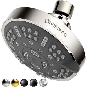 imageHOPOPRO Upgraded 9 Settings High Pressure Shower Head NBC News Recommended Brand Fixed Showerhead Adjustable Bathroom Showerhead Multifunctional Rainfall Showerhead for Low Water Flow ChromeBrushed Nickel